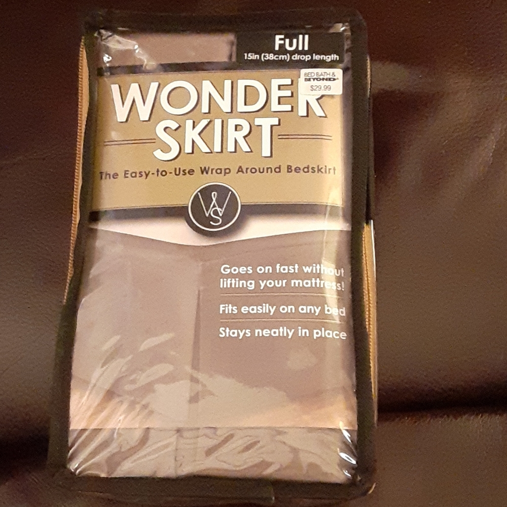WonderSkirt wrap around Bedskirt Light Gray size Full 15" drop Easy No Lift New…